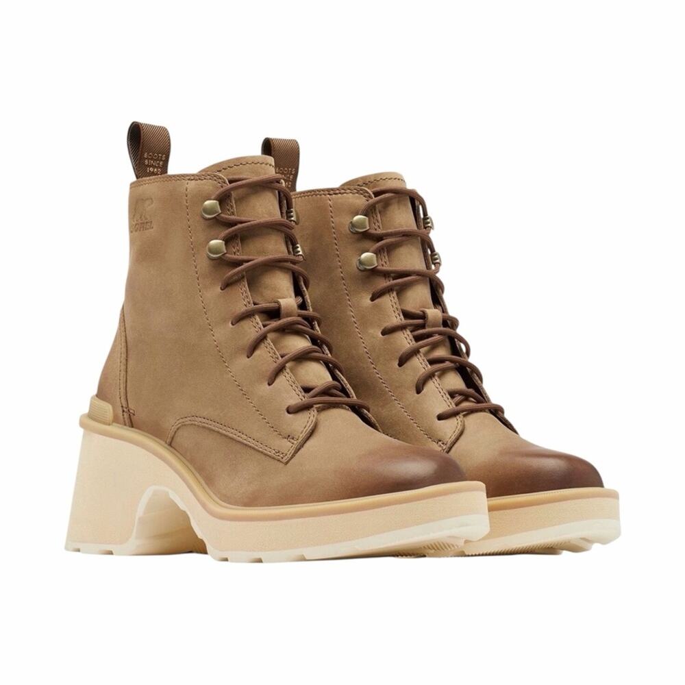 Sorel Lace Up High Line Heeled Ankle Boots in Ceramic Umber - Size 10.5, NWOT